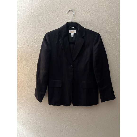 Talbots Jackets & Blazers - Talbots Petites Black 100% Irish Linen Blazer Jacket Size 2P 
A1106